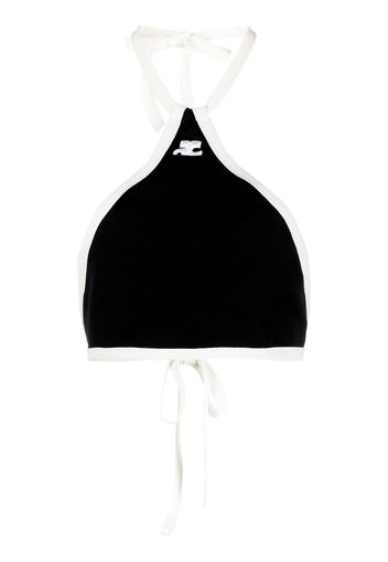 Courrèges cotton halterneck crop top - Nero