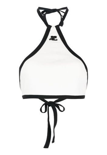 Courrèges two-tone halterneck crop top - Bianco