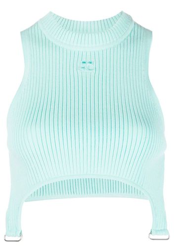 Courrèges logo-patch sleeveless top - Blu