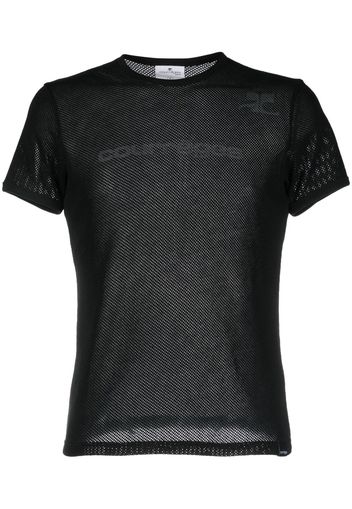 Courrèges mesh-panels short-sleeve T-shirt - Nero