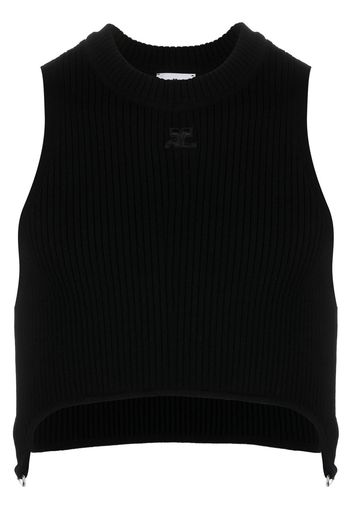 Courrèges ribbed-knit hardware-detail cropped top - Nero