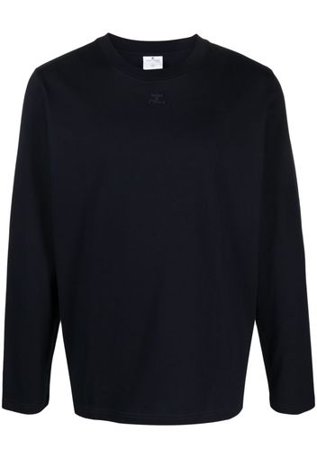 Courrèges logo-embroidered cotton sweatshirt - Blu