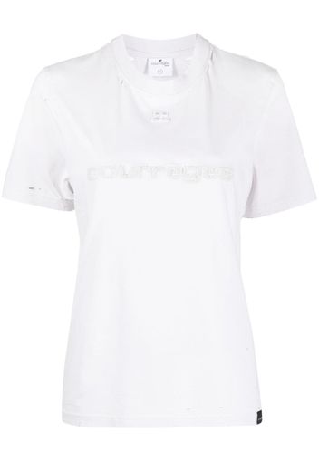 Courrèges logo-print cotton T-shirt - Grigio