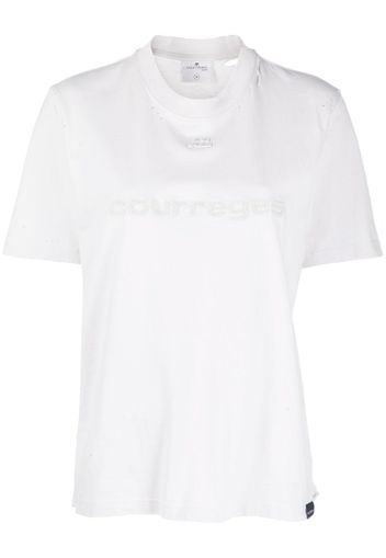 Courrèges logo-patch cotton T-shirt - Bianco