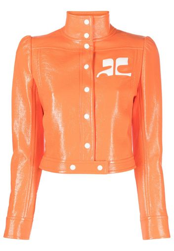 Courrèges vinyl-effect cropped jacket - Arancione