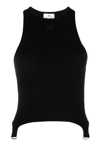 Courrèges logo-patch sleeveless knit top - Nero