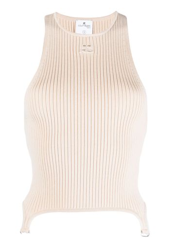 Courrèges logo-embroidered ribbed tank top - Toni neutri