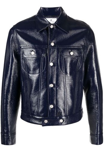 Courrèges button-up faux-leather jacket - Blu