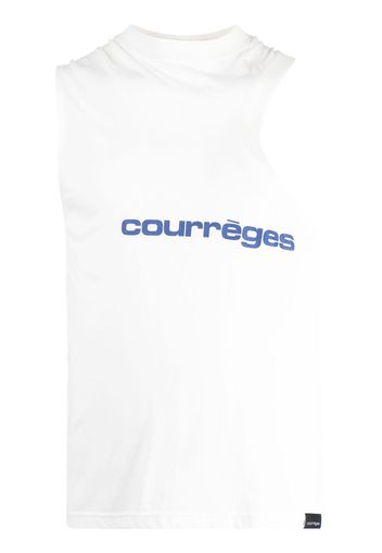 Courrèges aysmmetric logo-print tank top - Bianco