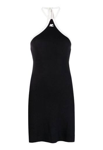 Courrèges logo-embroidered cotton dress - Nero