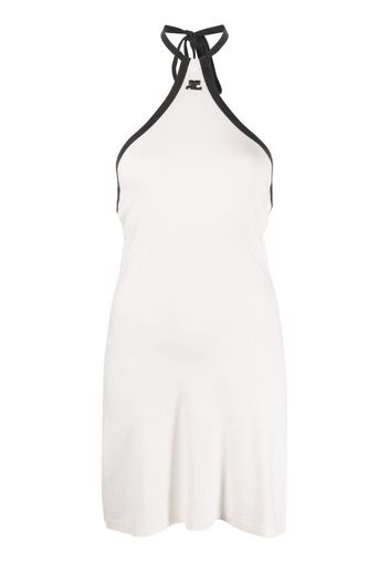 Courrèges contrast-border halterneck minidress - Bianco