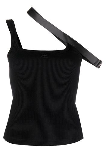 Courrèges strap-detail ribbed tank top - Nero