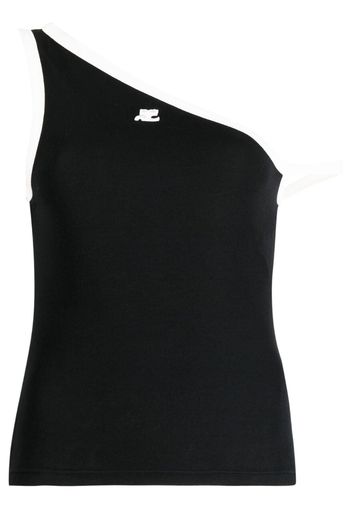 Courrèges logo-embroidered one-shoulder top - Nero
