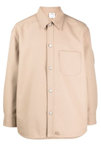 Courrèges strap-detailing button-up shirt - Marrone