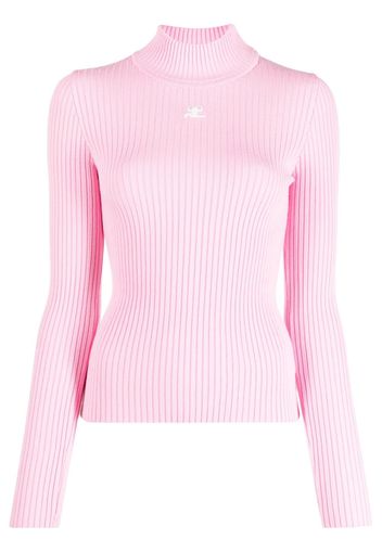 Courrèges logo-patch ribbed-knit jumper - Rosa