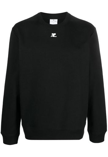 Courrèges logo-patch cotton sweatshirt - Nero