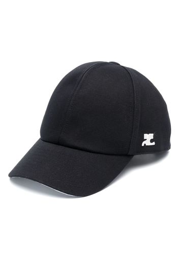 Courrèges logo-embroidered cotton cap - Nero