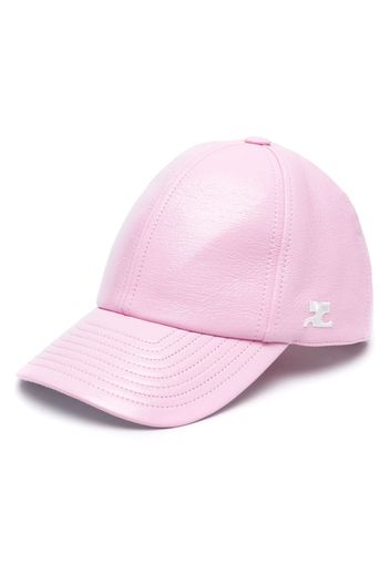 Courrèges logo-embroidered grained-texture cap - Rosa