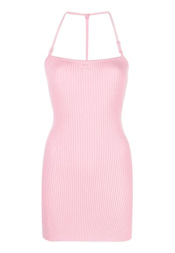 Courrèges logo-embroidered halterneck minidress - Rosa