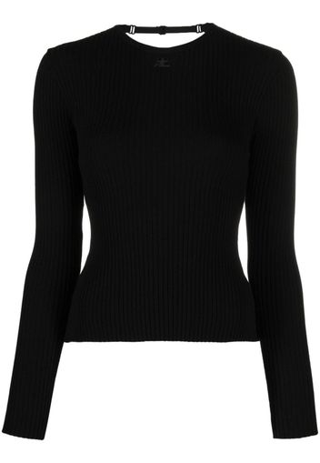 Courrèges open-back fine-ribbed top - Nero