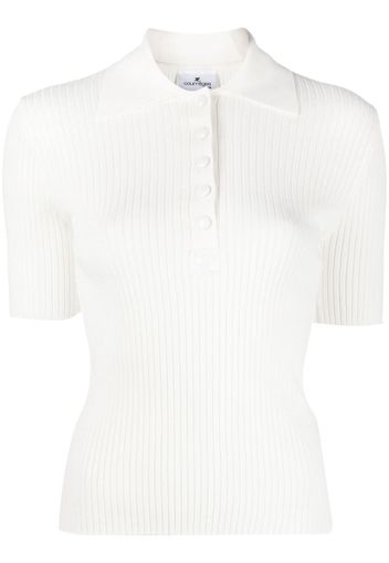 Courrèges ribbed-knit short-sleeve shirt - Bianco