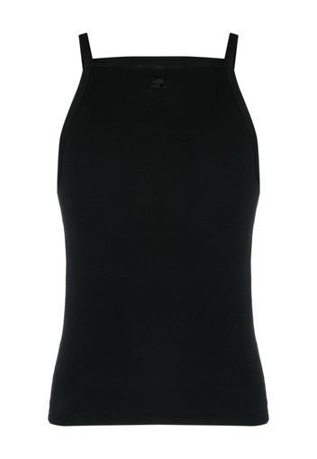 Courrèges logo-print cotton tank top - Nero