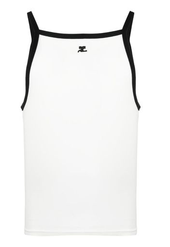 Courrèges logo-patch cotton tank top - Bianco