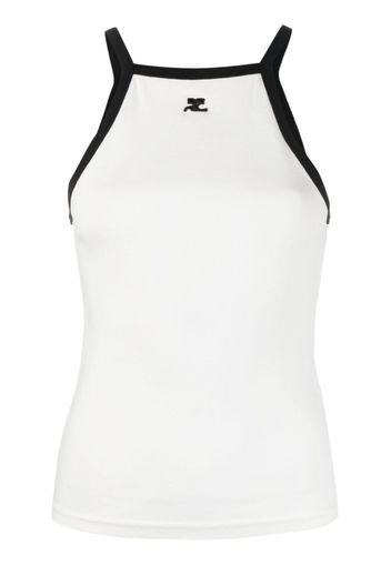 Courrèges logo-embroidered cotton tank top - Bianco