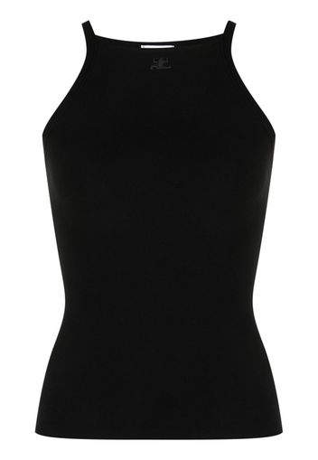 Courrèges logo-embroidered fine-knit top - Nero