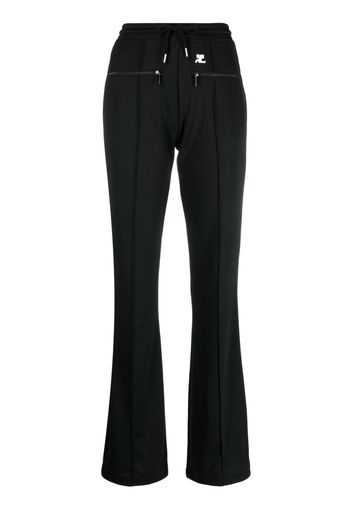 Courrèges logo-patch drawstring flared trousers - Nero