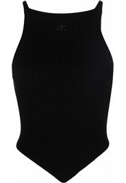 Courrèges Mesh Tips ribbed-knitted tank top - Nero