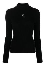 Courrèges roll neck ribbed jumper - Nero