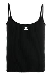 Courrèges logo-patch ribbed tank top - Nero