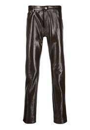 Courrèges high-shine tapered trousers - Marrone