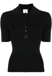 Courrèges logo-patch polo top - Nero