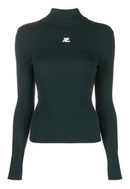 Courrèges logo-patch ribbed-knit jumper - Verde