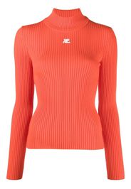 Courrèges logo-patch roll neck jumper - Arancione