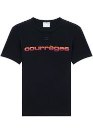 Courrèges T-shirt girocollo con stampa - Nero