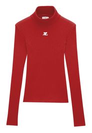 Courrèges ribbed-knit logo-patch top - Rosso