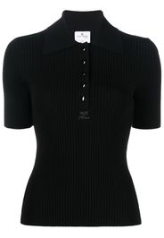 Courrèges button-front short-sleeved polo shirt - Nero