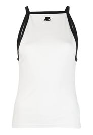 Courrèges embroidered-logo cotton tank top - Bianco