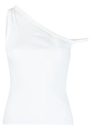 Courrèges logo-embroidered one-shoulder top - Blu