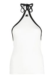 Courrèges embroidered-logo halterneck top - Bianco