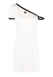 Courrèges logo-patch asymmetric cotton minidress - Bianco