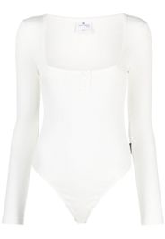 Courrèges logo-patch ribbed cotton bodysuit - Bianco