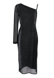 Courrèges asymmetric semi-sheer midi dress - Nero