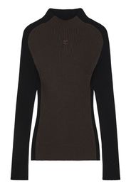 Courrèges Maglione a coste con ricamo - Nero