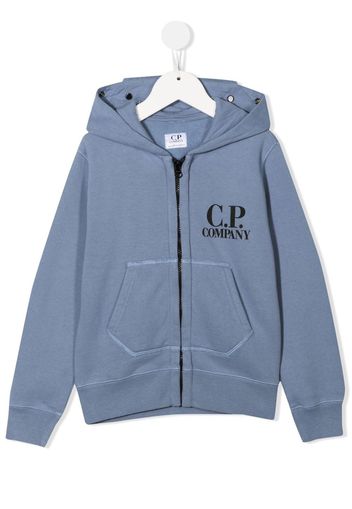 C.P. Company Kids logo-print zip-up hoodie - Blu