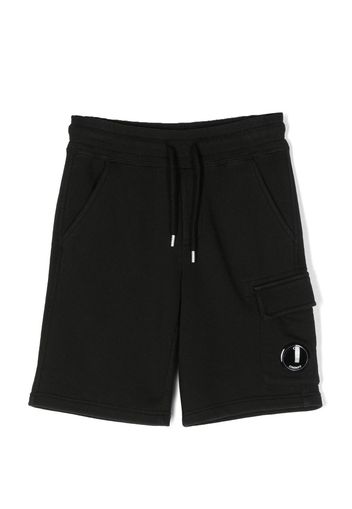 C.P. Company Kids logo-patch track shorts - Nero