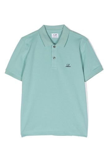 C.P. Company Kids embroidered-logo cotton polo-shirt - Blu